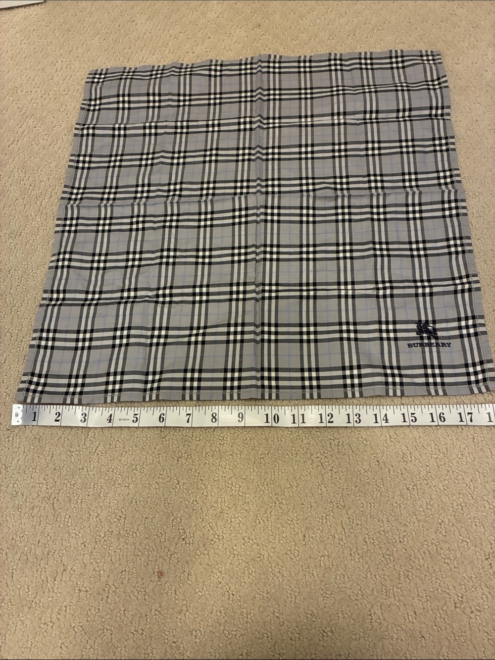 Burberry Vintage Grey Plaid Cotton Handkerchief Pocket Square Japan👝 - Picture 4 of 5